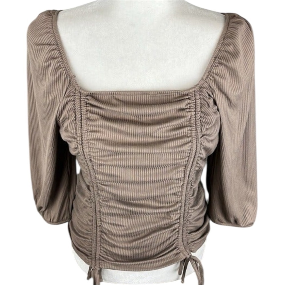 Bwear Ruched Front Tan Top Size M - Picture 2 of 9